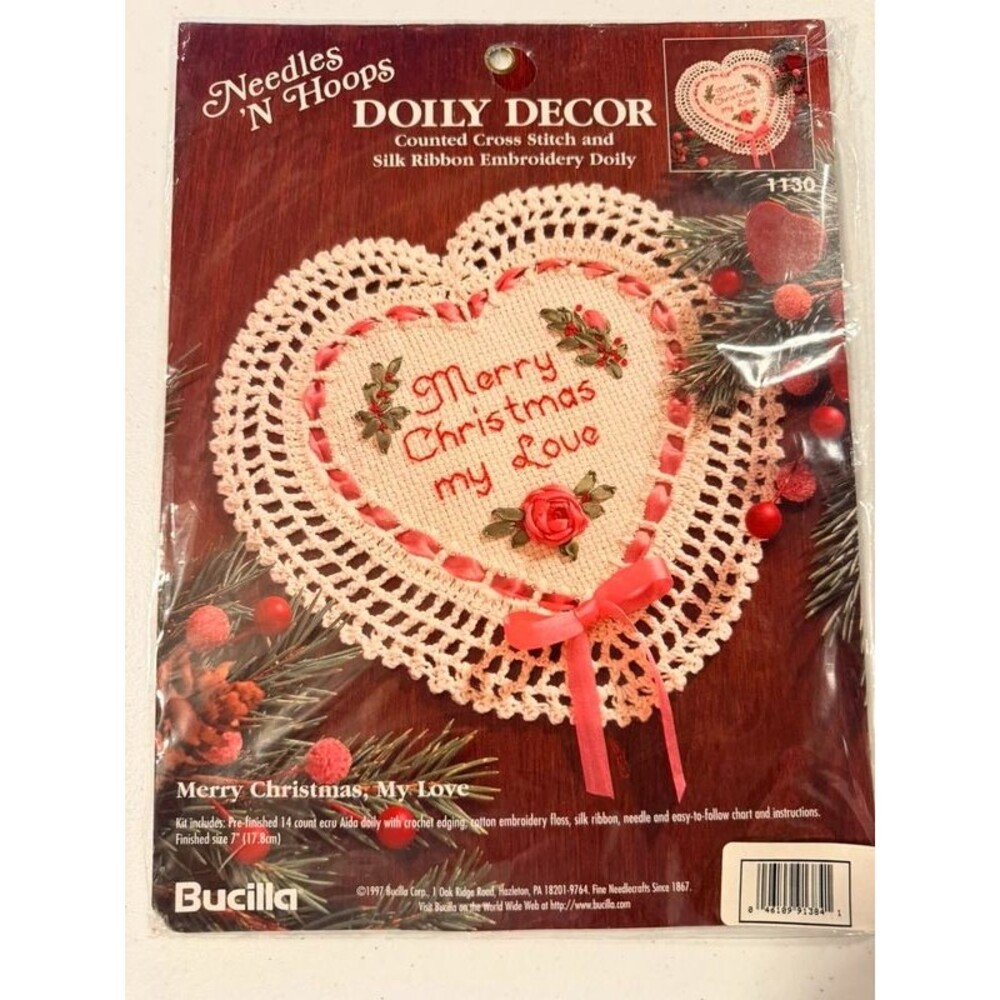 Needles & Hoops Doily Decor Craft Kit/ DIY- Merry Christmas My Love- NWT